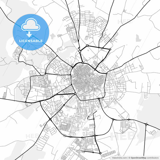 Downtown map of Évora, Portugal