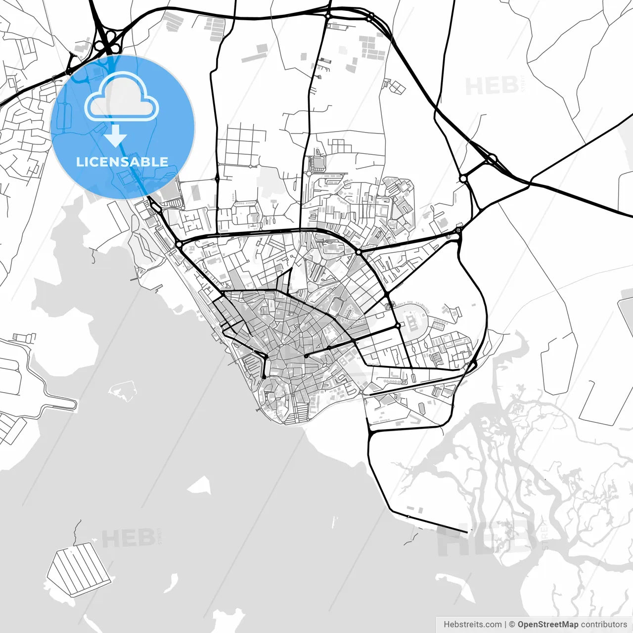 Downtown map of Faro, Portugal