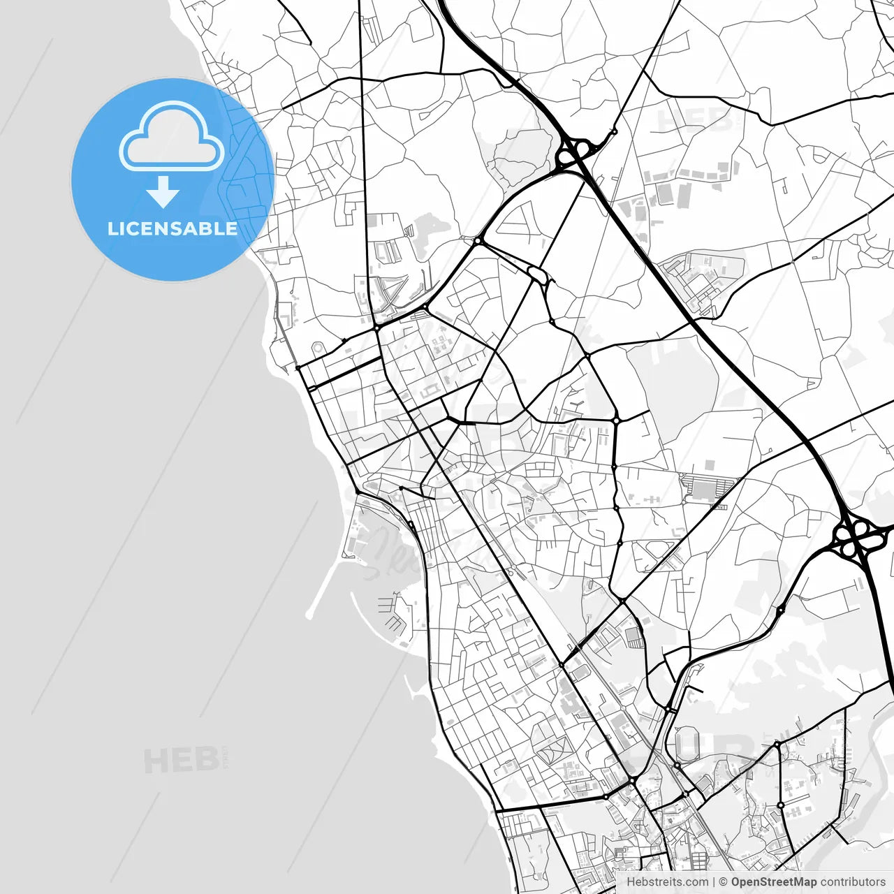 Downtown map of Póvoa de Varzim, Portugal