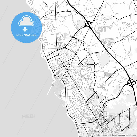 Downtown map of Póvoa de Varzim, Portugal