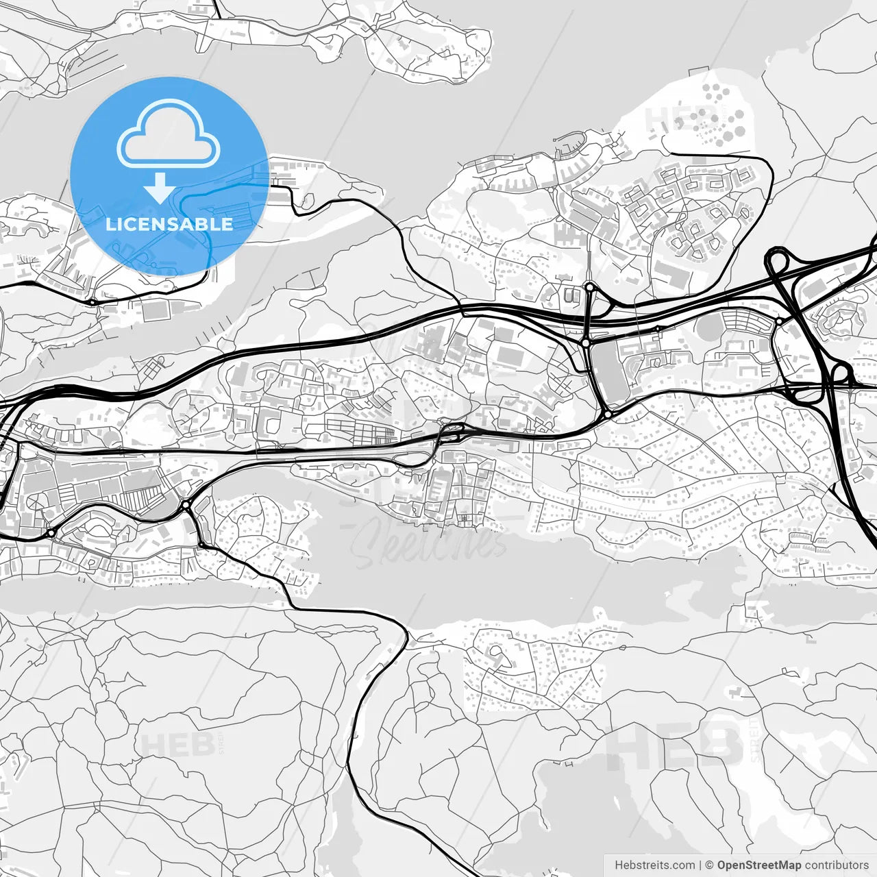 Downtown map of Nacka, Sweden