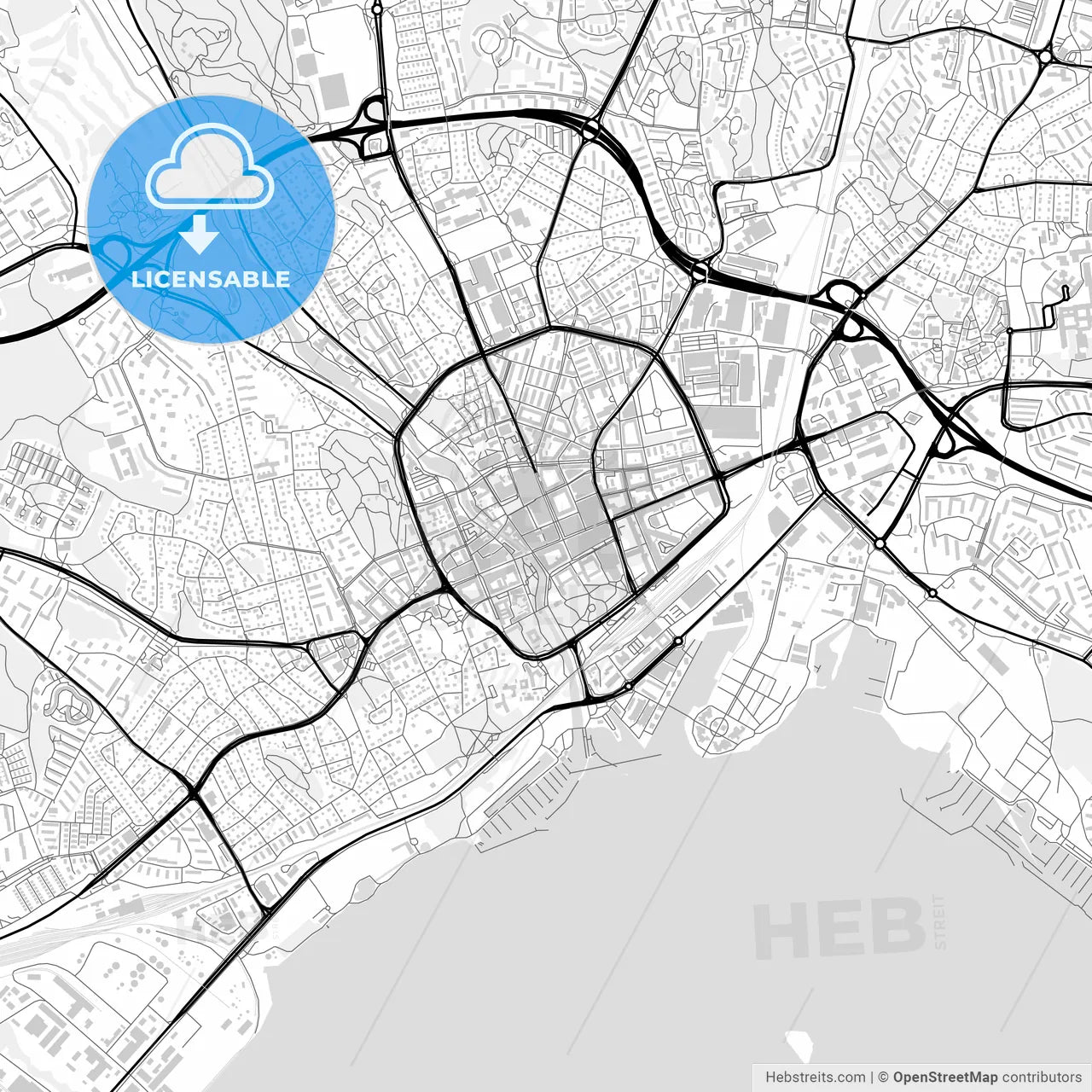 Downtown map of Västerås, Sweden