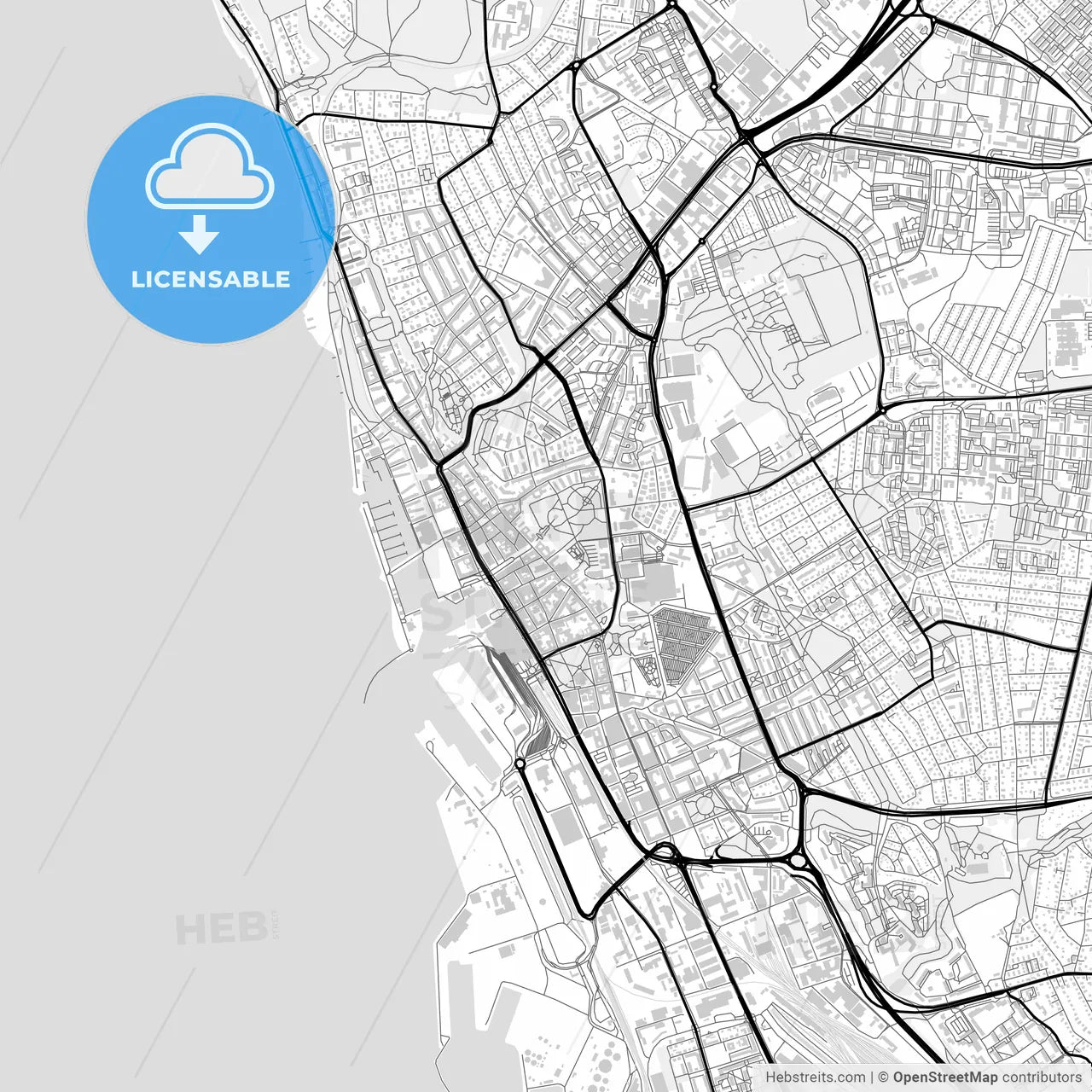 Downtown map of Helsingborg, Sweden