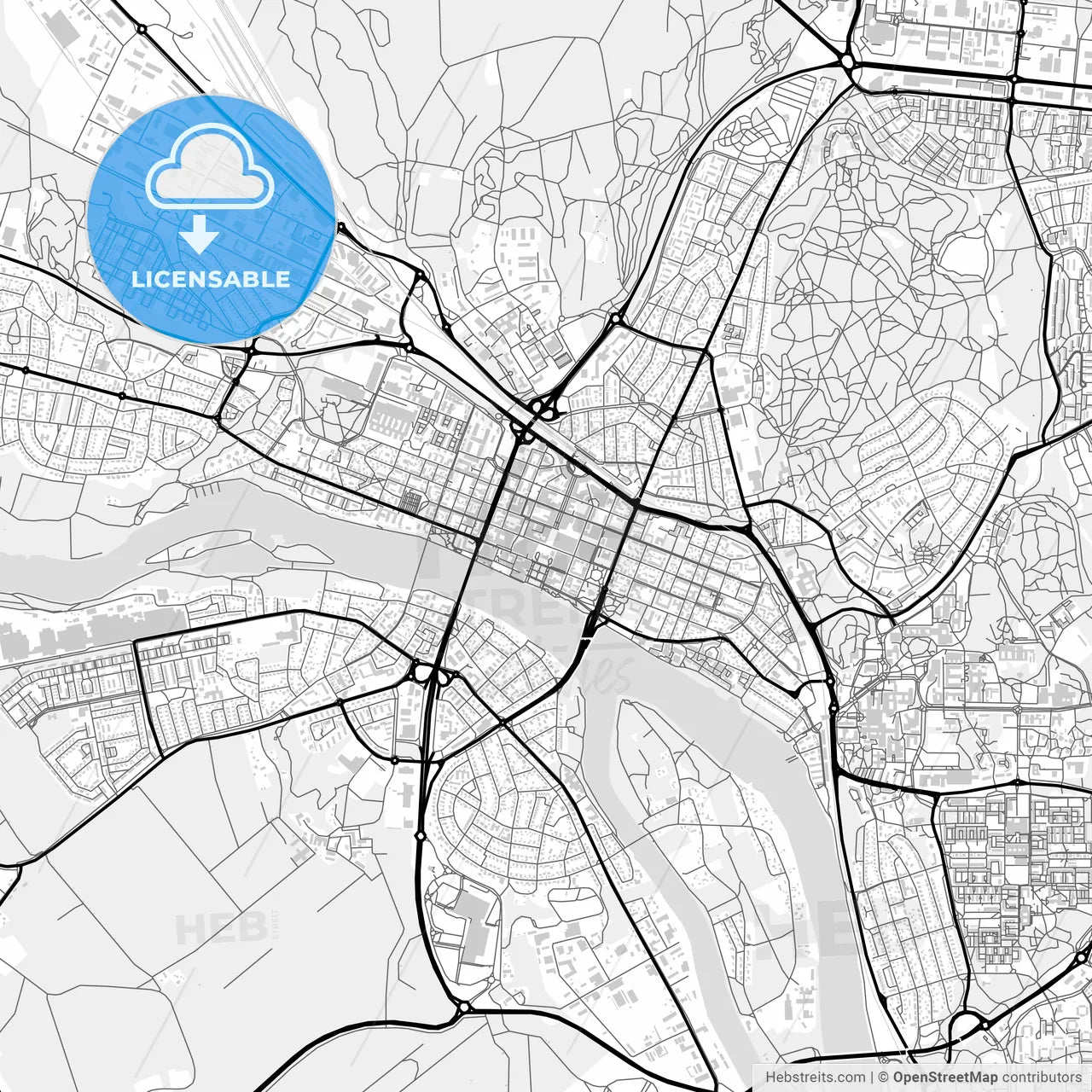 Downtown map of Umeå, Sweden