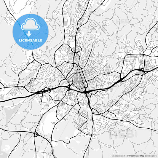 Downtown map of Borås, Sweden