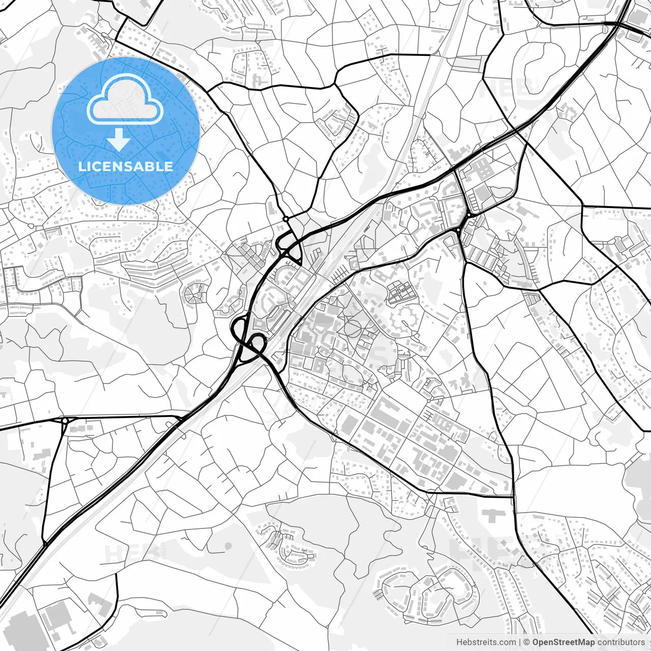 Downtown map of Huddinge, Sweden