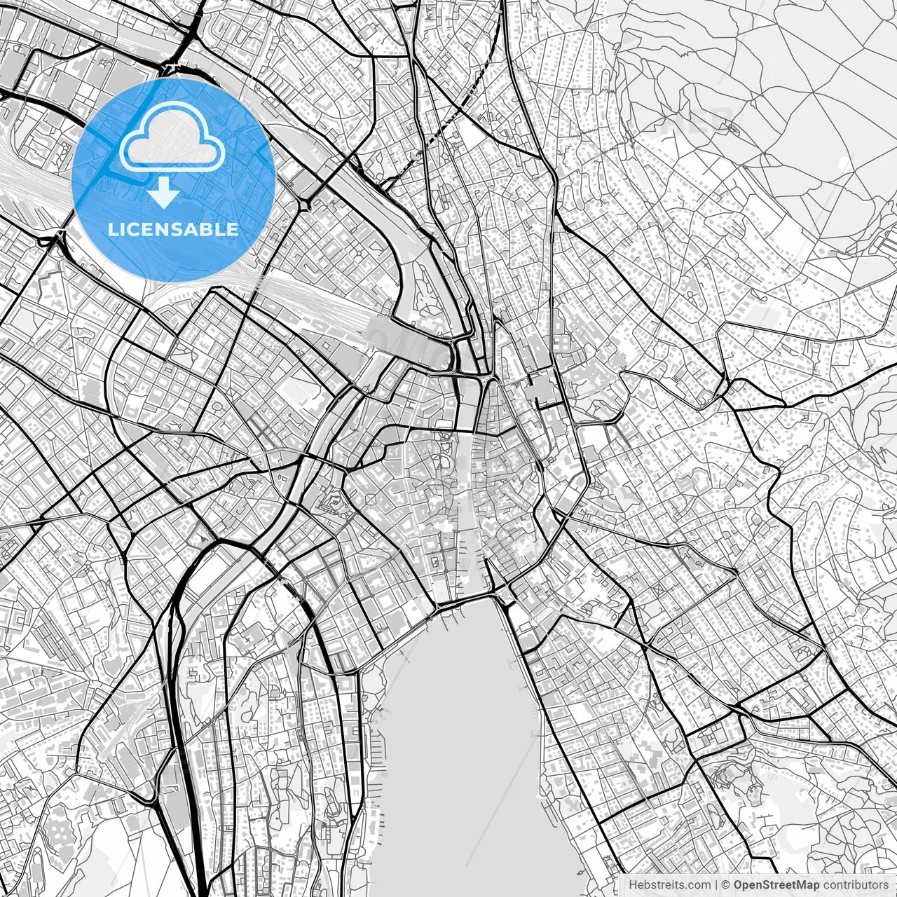 Downtown map of Zürich, Switzerland