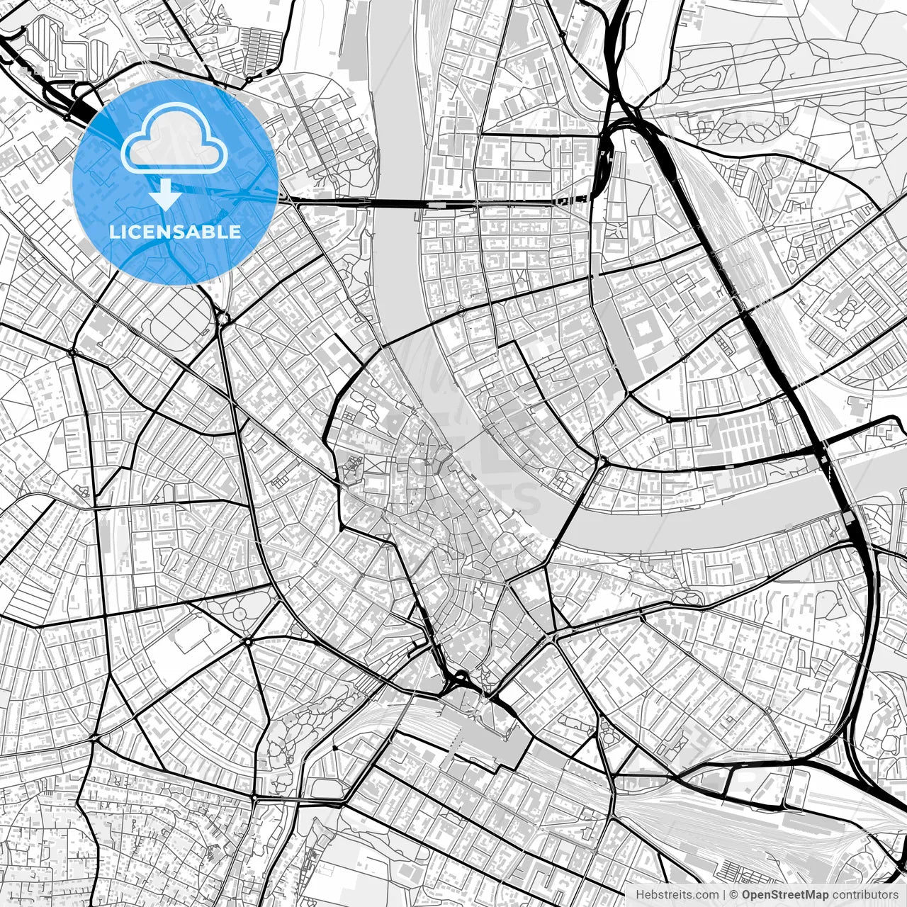 Downtown map of Basel, Switzerland