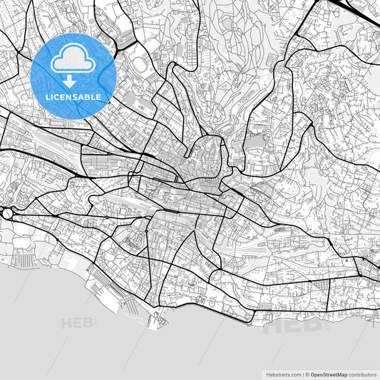 Downtown map of Lausanne, Switzerland