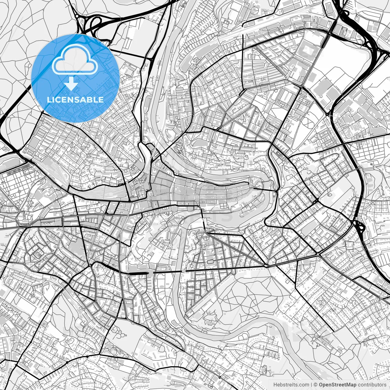 Downtown map of Bern, Switzerland