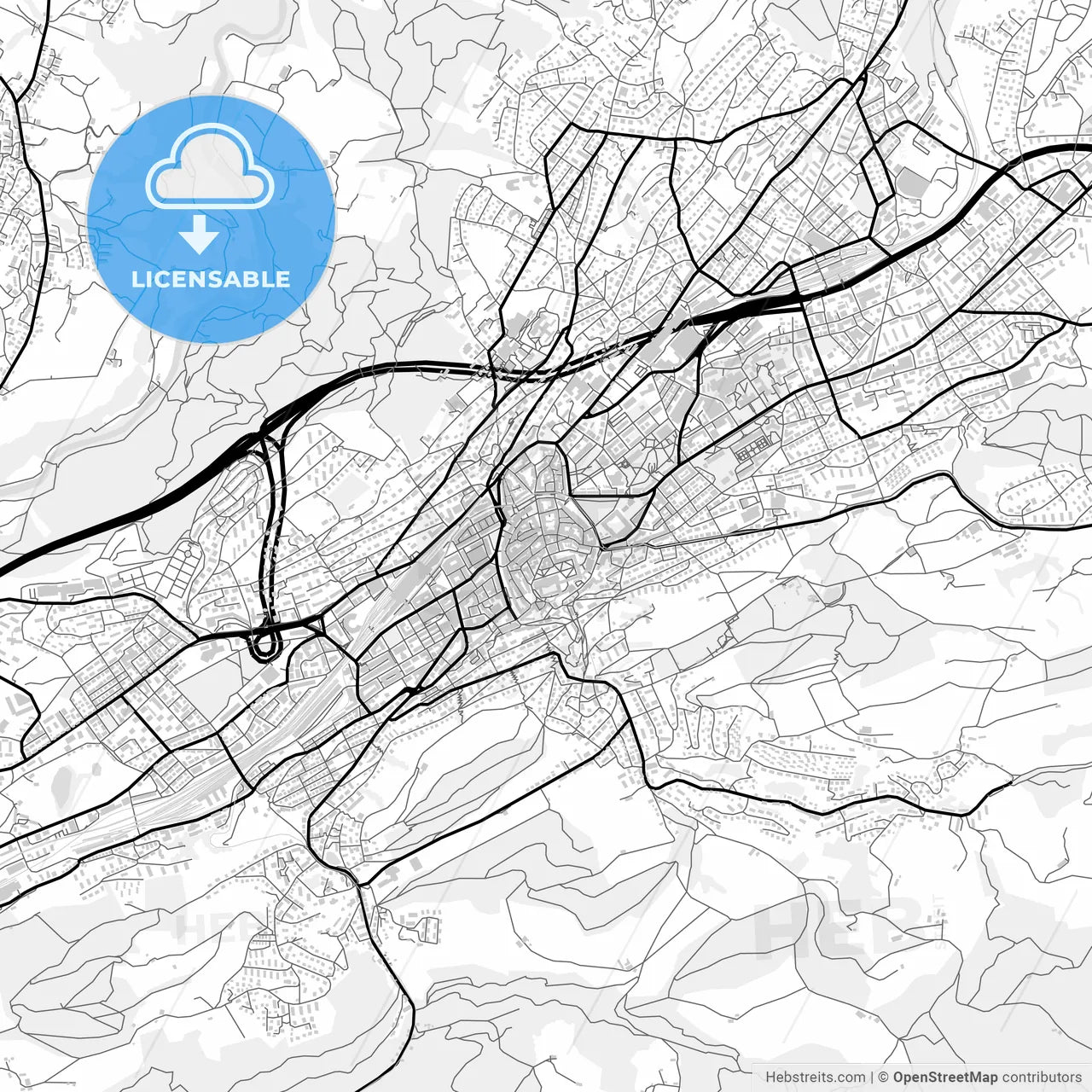 Downtown map of St. Gallen, Switzerland