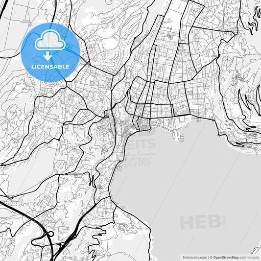 Downtown map of Lugano, Switzerland