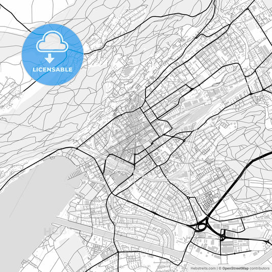 Downtown map of Biel, Switzerland