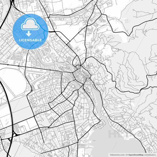 Downtown map of Thun, Switzerland