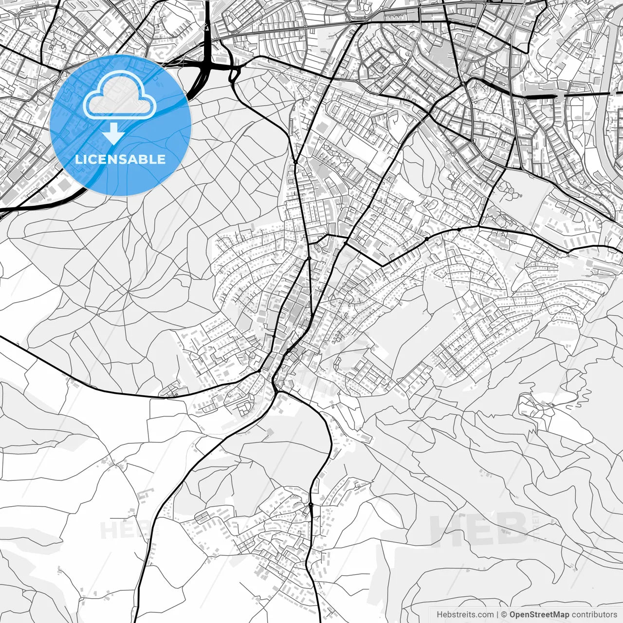 Downtown map of Köniz, Switzerland