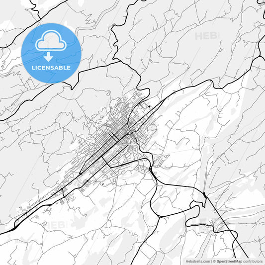 Downtown map of La Chaux-de-Fonds, Switzerland