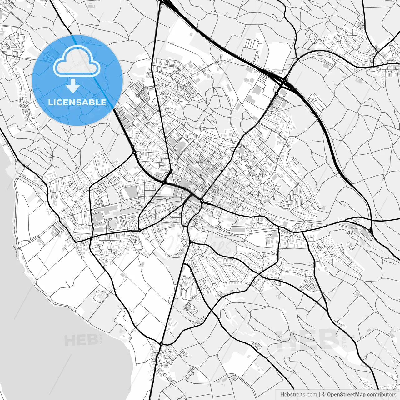 Downtown map of Uster, Switzerland