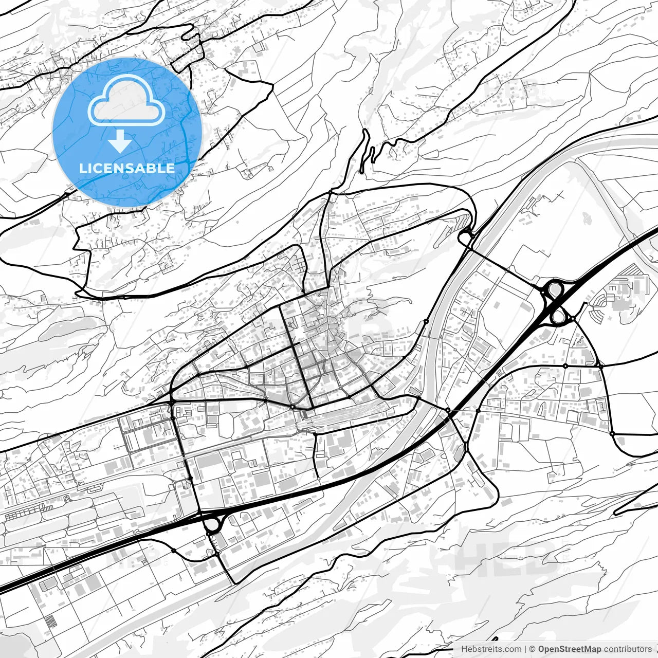 Downtown map of Sion, Switzerland