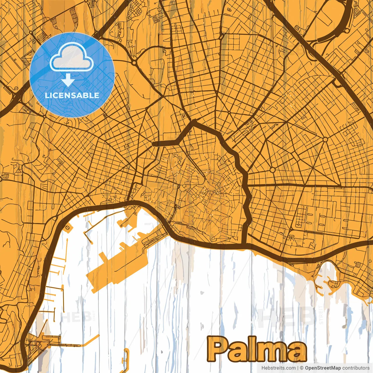 Vintage map of Palma, Spain