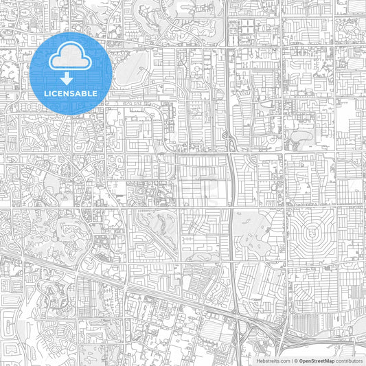Plantation, Florida, USA, bright outlined vector map