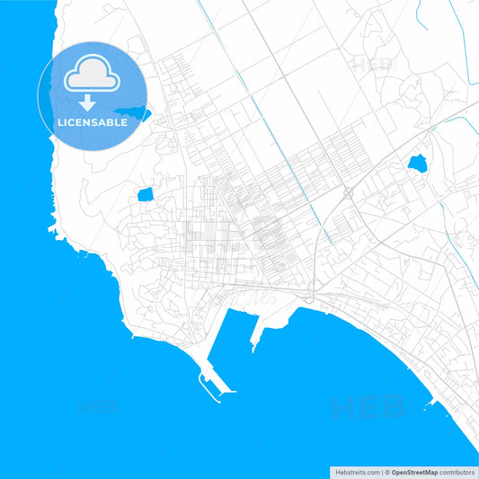 Durrës, Albania bright two-toned vector map