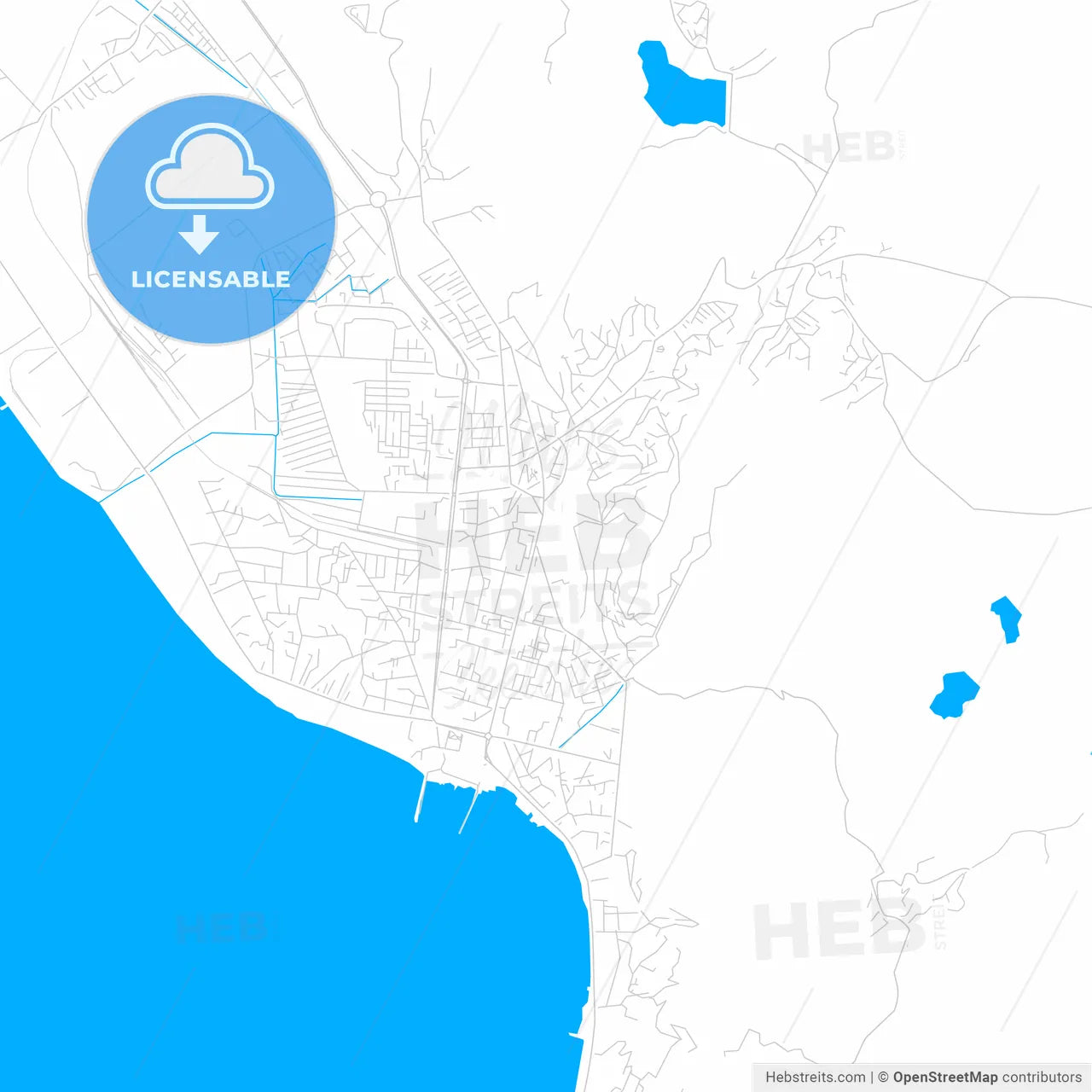 Vlorë, Albania bright two-toned vector map