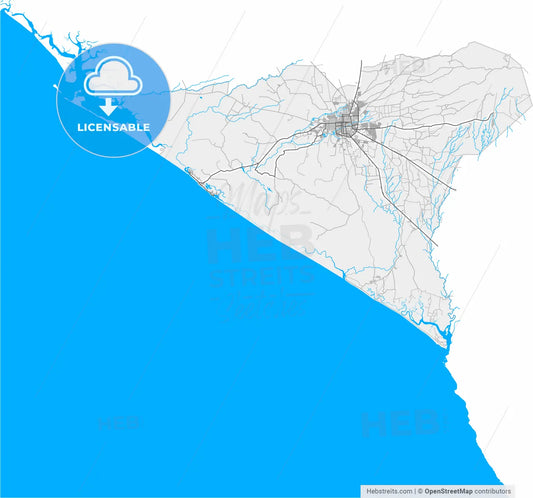 León, León, Nicaragua, high resolution vector map - Instant download PDF and JPG
