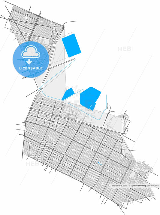 Nezahualcóyotl, México, Mexico, high resolution vector map - Instant download PDF and JPG