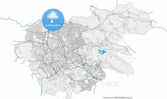 Xalapa, Veracruz, Mexico, high resolution vector map - Instant download PDF and JPG