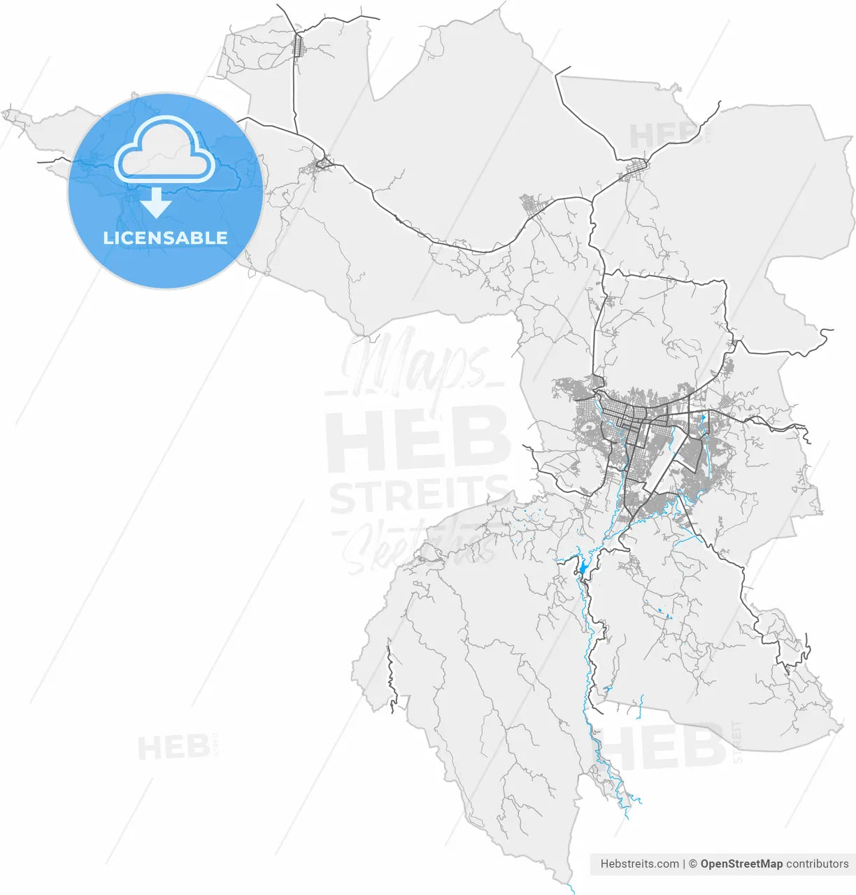 Uruapan, Michoacán, Mexico, high resolution vector map - Instant download PDF and JPG