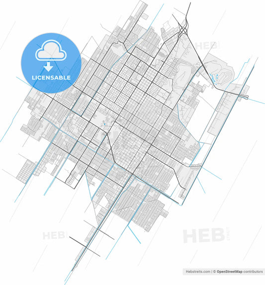 Los Mochis, Sinaloa, Mexico, high resolution vector map - Instant download PDF and JPG