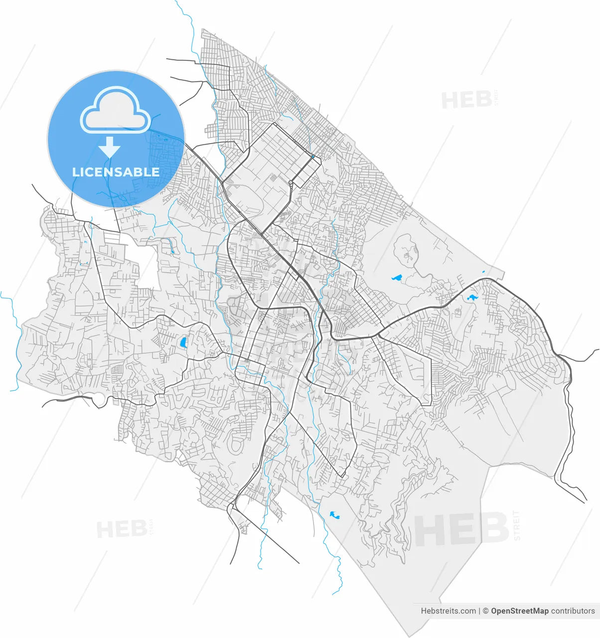 Jiutepec, Morelos, Mexico, high resolution vector map - Instant download PDF and JPG