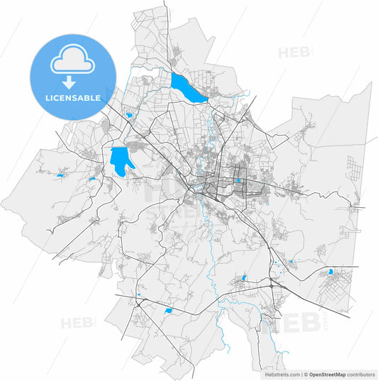 San Juan del Río, Querétaro, Mexico, high resolution vector map - Instant download PDF and JPG