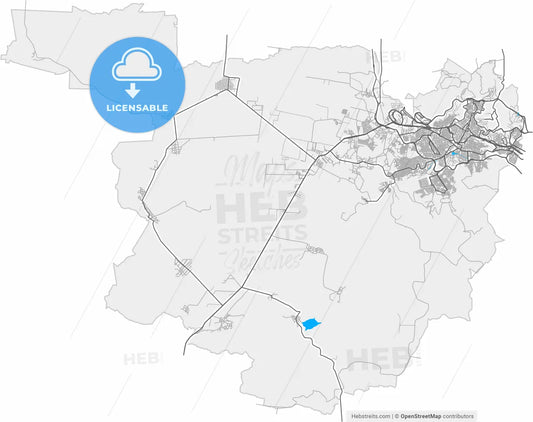 Zacatecas, Zacatecas, Mexico, high resolution vector map - Instant download PDF and JPG