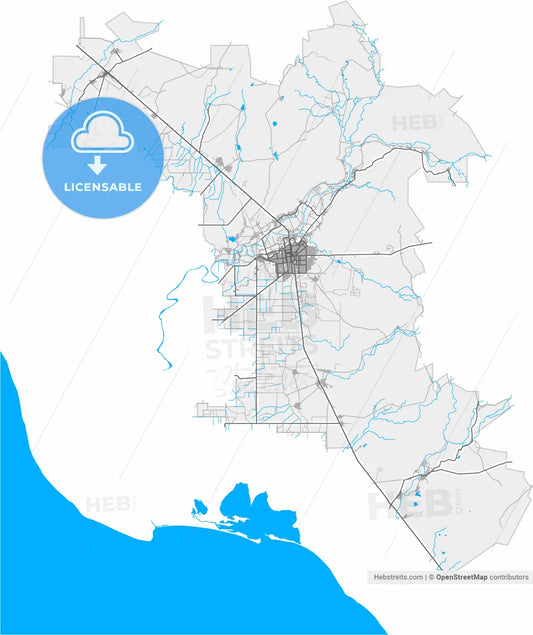 Navojoa, Sonora, Mexico, high resolution vector map - Instant download PDF and JPG