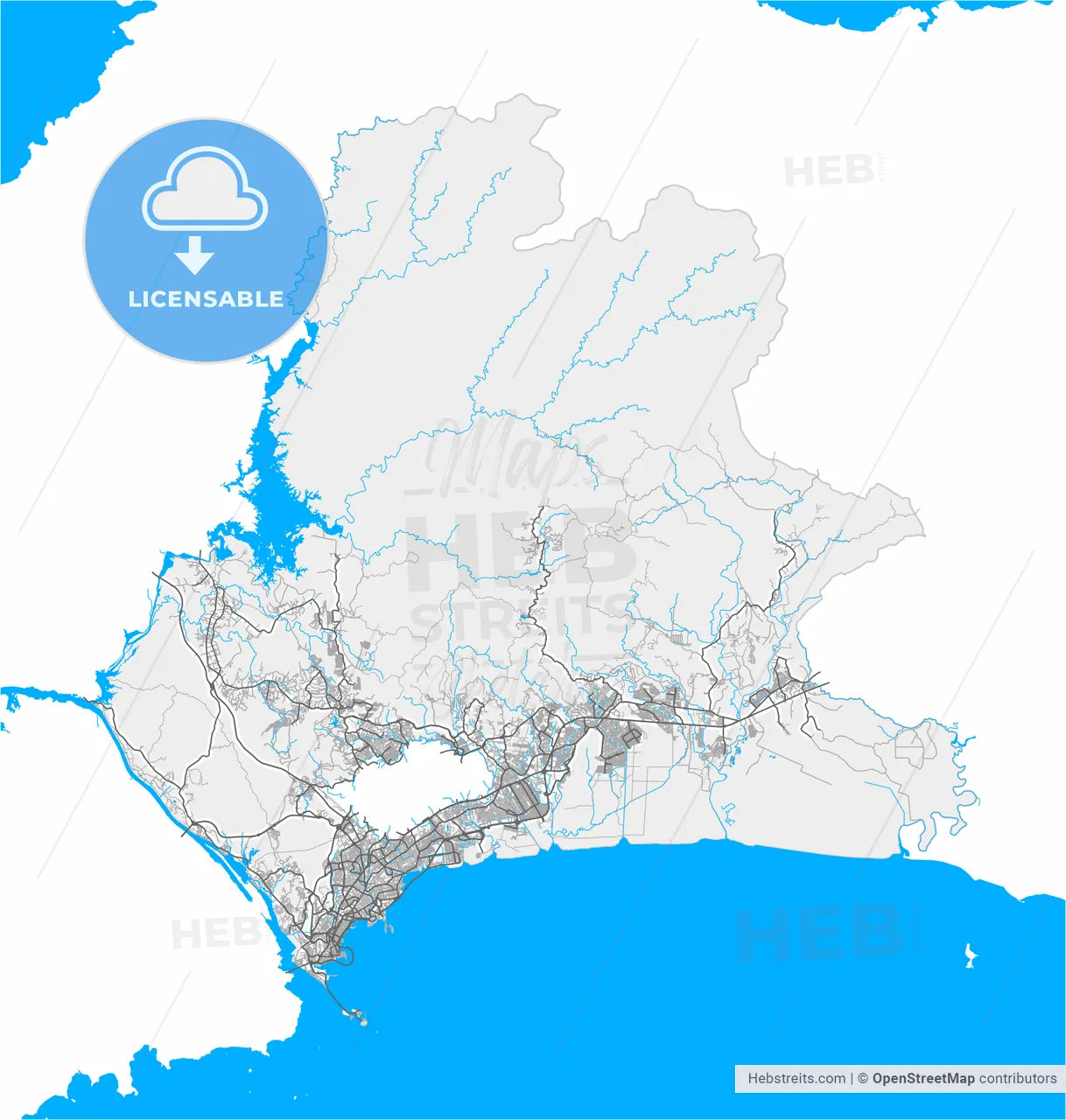 Panamá, Panamá, Panama, high resolution vector map - Instant download PDF and JPG