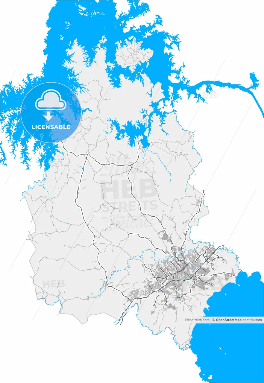 La Chorrera, Panamá Oeste, Panama, high resolution vector map - Instant download PDF and JPG