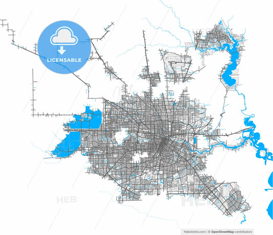 Houston, Texas, United States, high resolution vector map - Instant download PDF and JPG