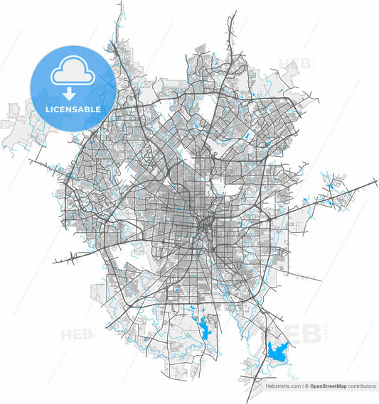 San Antonio, Texas, United States, high resolution vector map - Instant download PDF and JPG