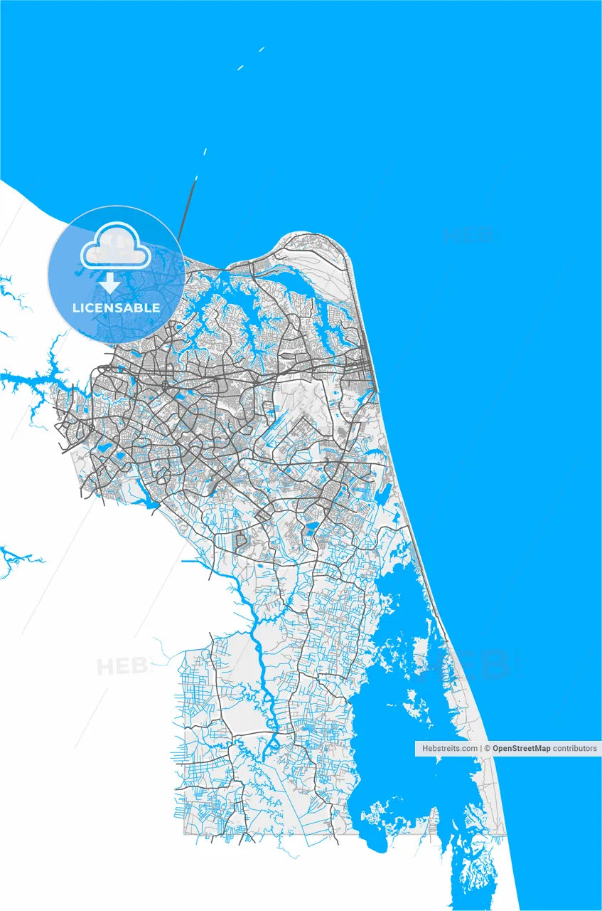 Virginia Beach, Virginia, United States, high resolution vector map - Instant download PDF and JPG