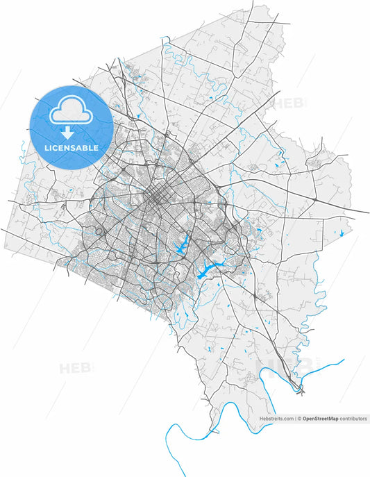 Lexington, Kentucky, United States, high resolution vector map - Instant download PDF and JPG