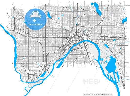 Saint Paul, Minnesota, United States, high resolution vector map - Instant download PDF and JPG