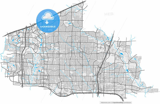 Plano, Texas, United States, high resolution vector map - Instant download PDF and JPG