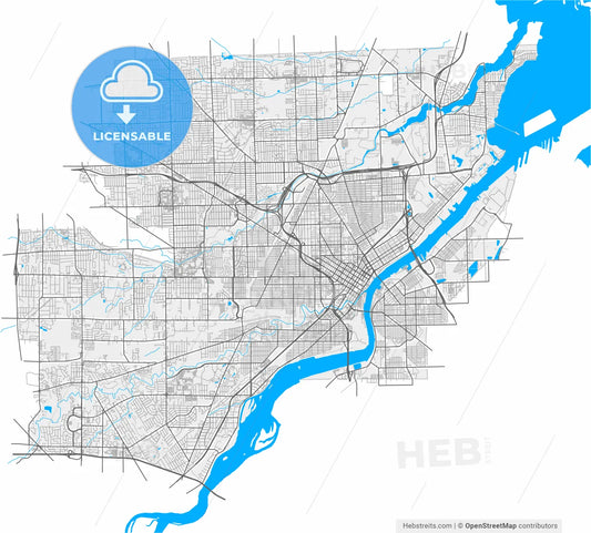 Toledo, Ohio, United States, high resolution vector map - Instant download PDF and JPG