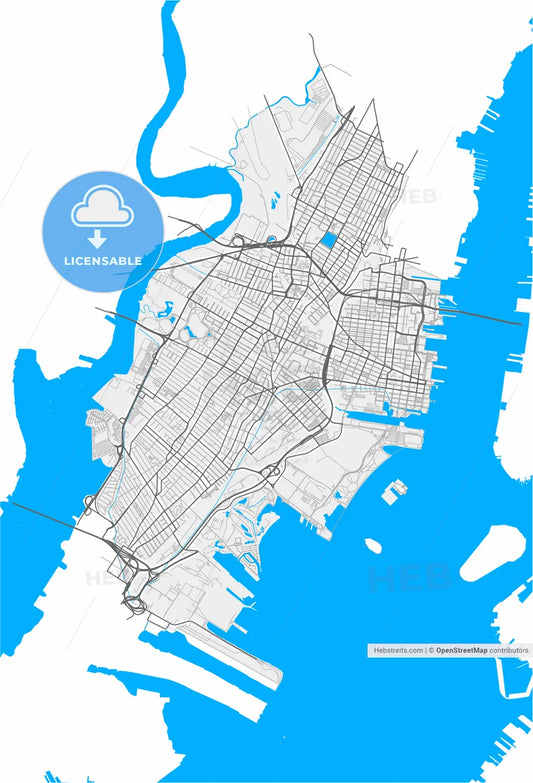 Jersey City, New Jersey, United States, high resolution vector map - Instant download PDF and JPG