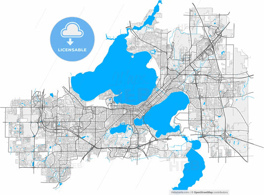 Madison, Wisconsin, United States, high resolution vector map - Instant download PDF and JPG
