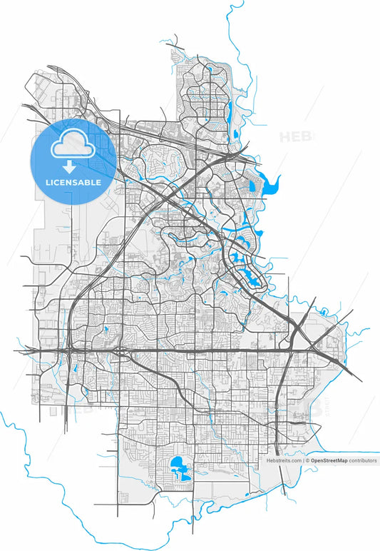 Irving, Texas, United States, high resolution vector map - Instant download PDF and JPG