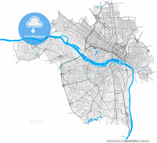 Richmond, Virginia, United States, high resolution vector map - Instant download PDF and JPG