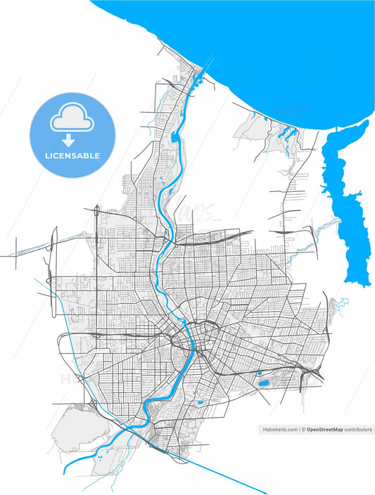 Rochester, New York, United States, high resolution vector map - Instant download PDF and JPG