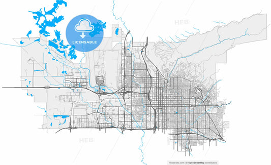 Salt Lake City, Utah, United States, high resolution vector map - Instant download PDF and JPG
